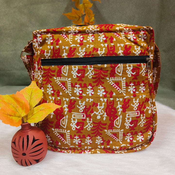 Xtra Sling bag yellow with warli print