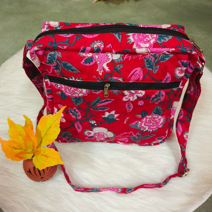Xtra Sling bag red with flower print