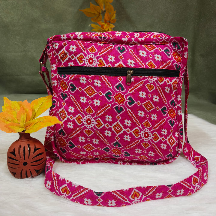 Xtra Sling bag blue with pink with diamond print