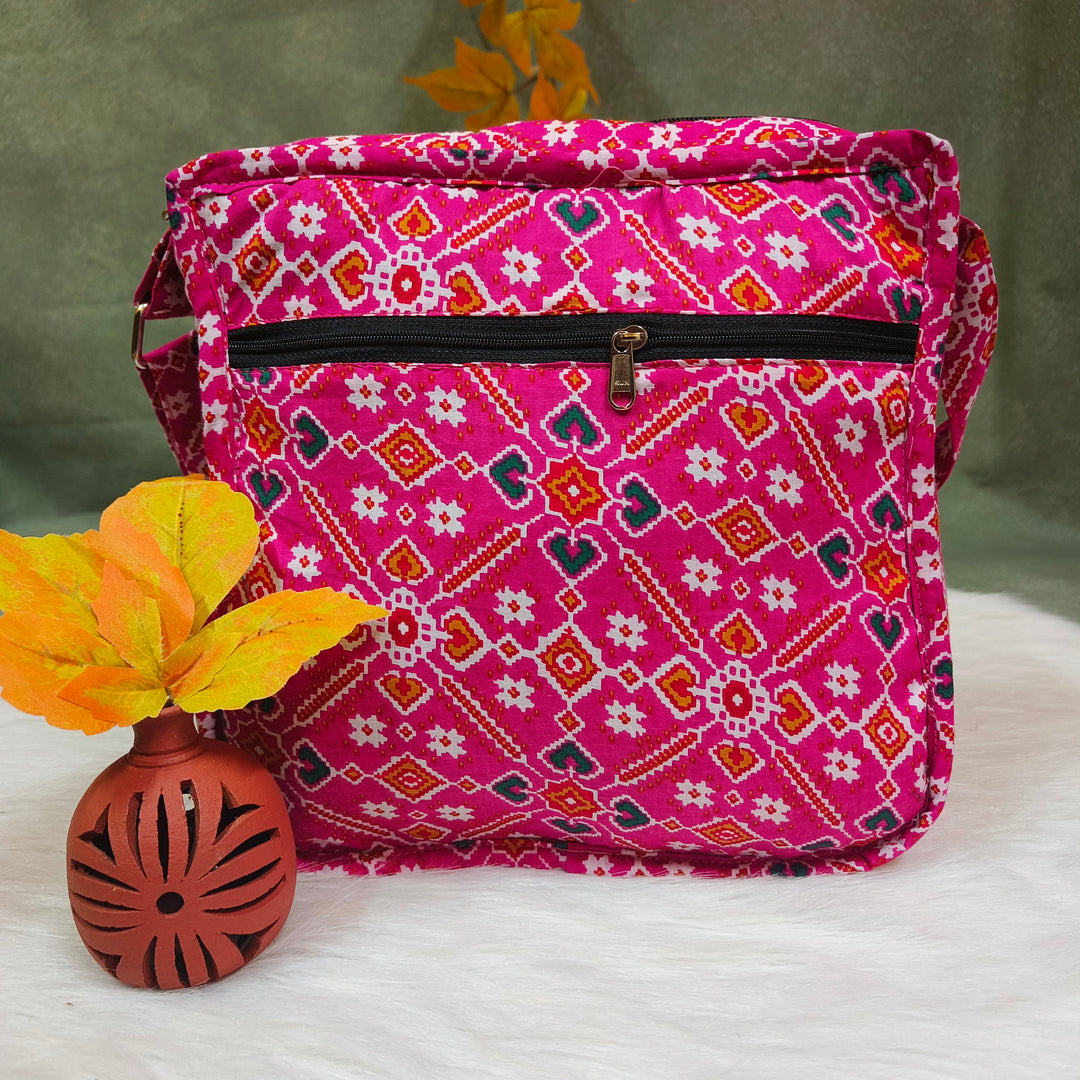 Xtra Sling bag blue with pink with diamond print