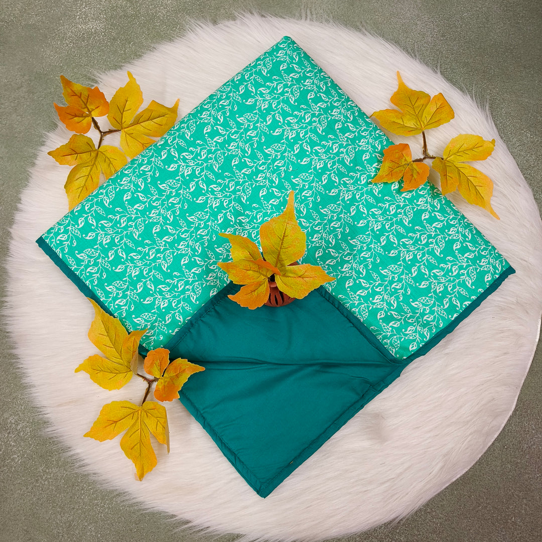 Baby Comforters green with white floral print