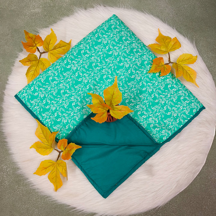 Baby Comforters green with white floral print