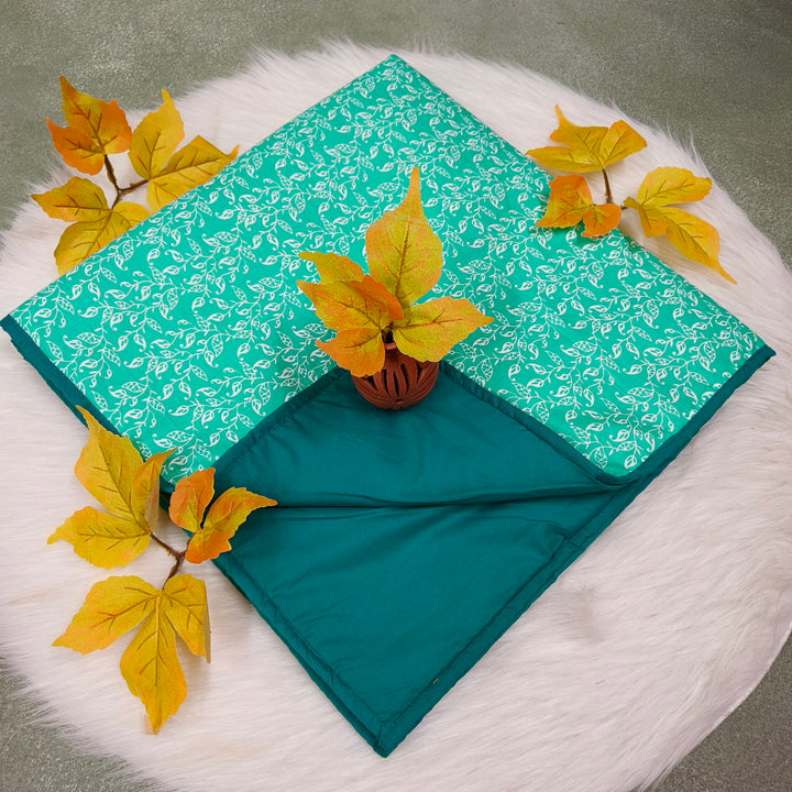 Baby Comforters green with white floral print