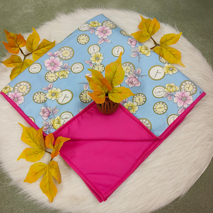 Baby Comforters Blue with pink watch print