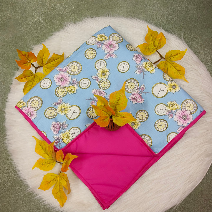 Baby Comforters Blue with pink watch print