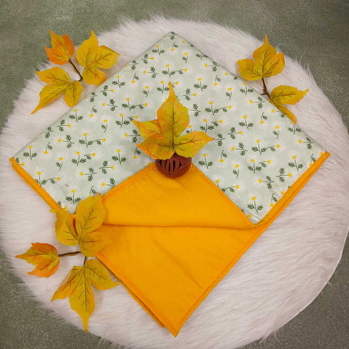Baby Comforters yellow with white flower print