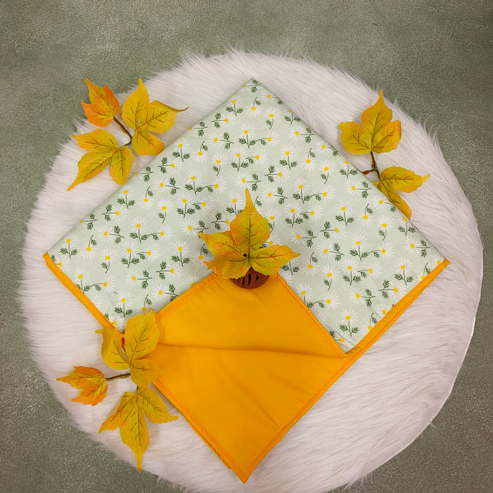 Baby Comforters yellow with white flower print