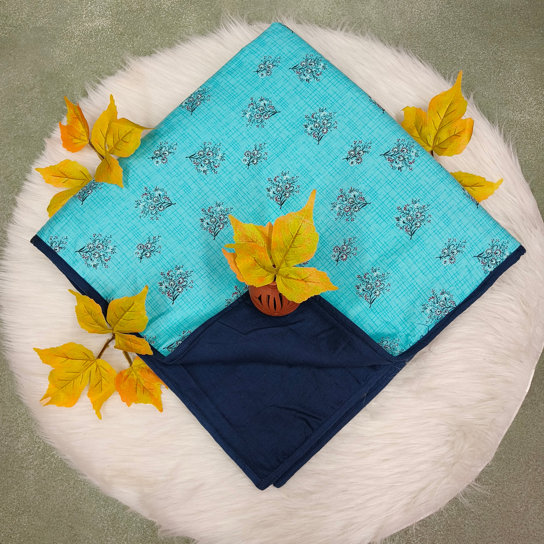 Baby Comforters sky blue with dark blue flower print (Copy)