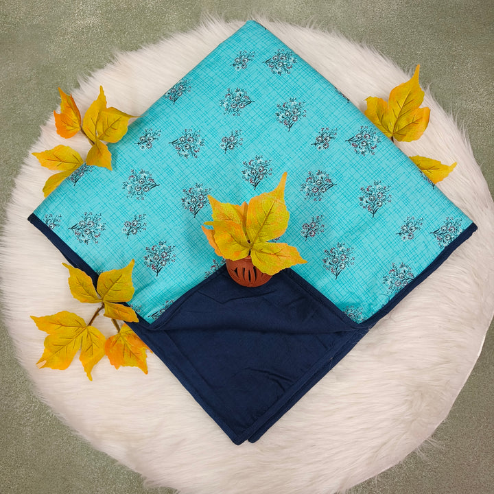Baby Comforters sky blue with dark blue flower print (Copy)