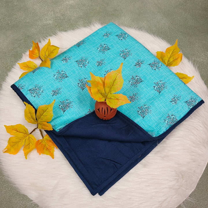 Baby Comforters sky blue with dark blue flower print (Copy)