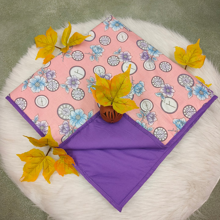 Baby Comforters peach with violet watch print