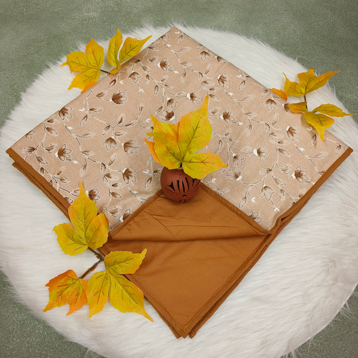 Baby Comforters peach with brown flower print