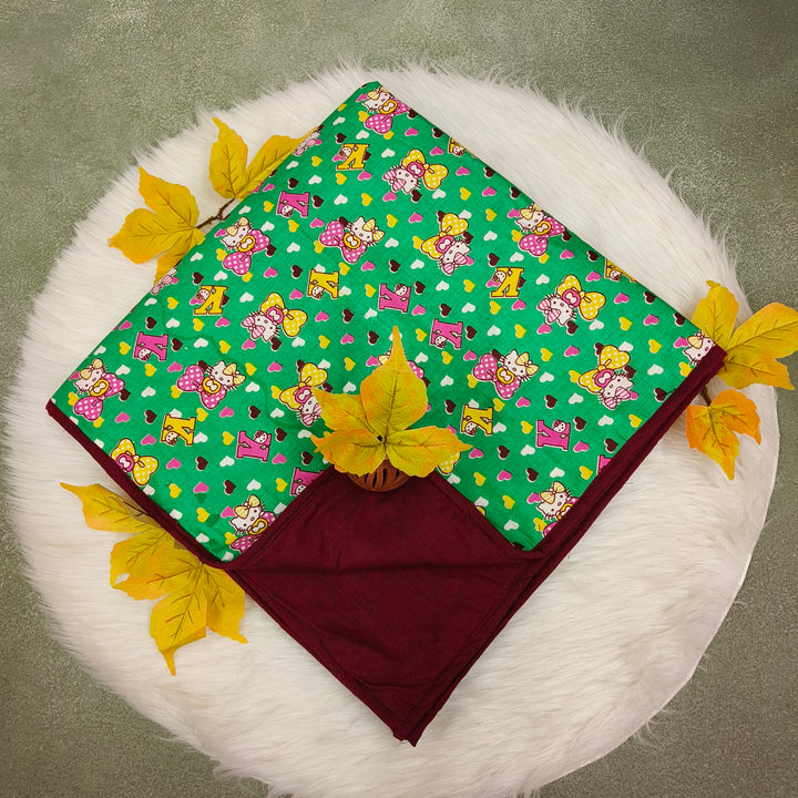 Baby Comforters green with maroon heart print
