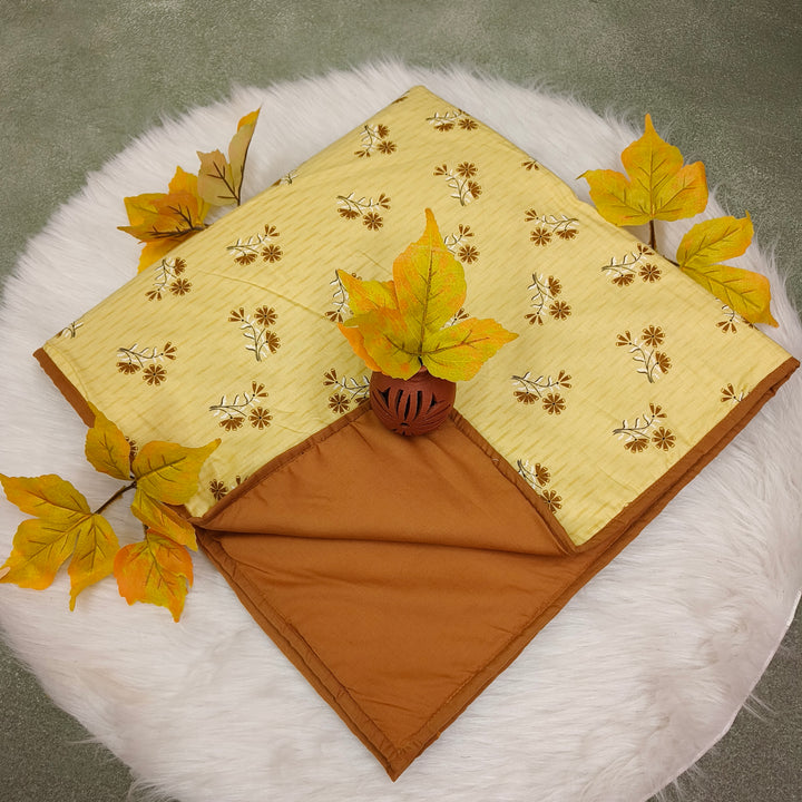 Baby Comforters yellow with brown flower print