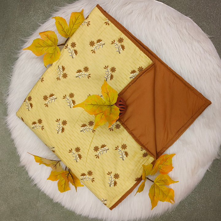 Baby Comforters yellow with brown flower print