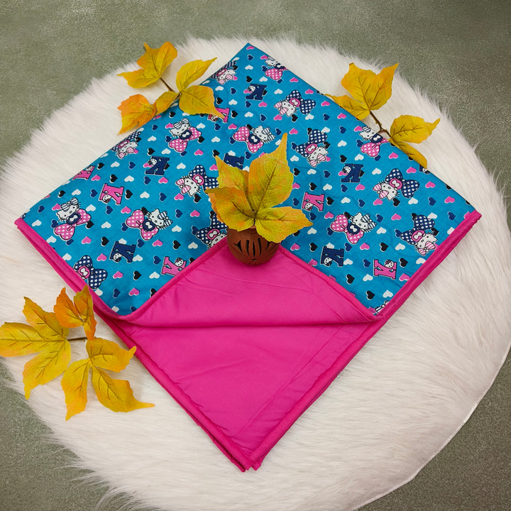 Baby Comforters  Blue with pink heart print