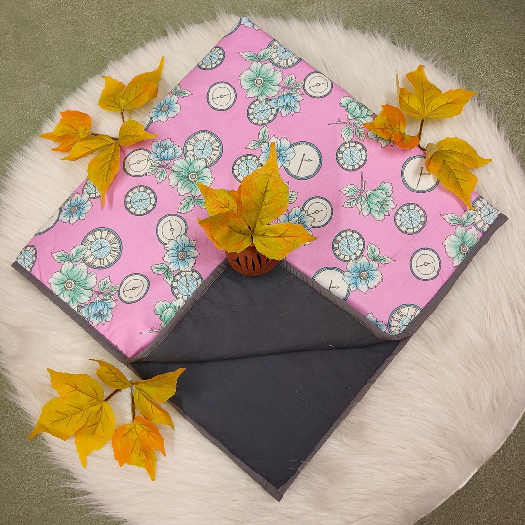 Baby Comforters pink with grey watch print