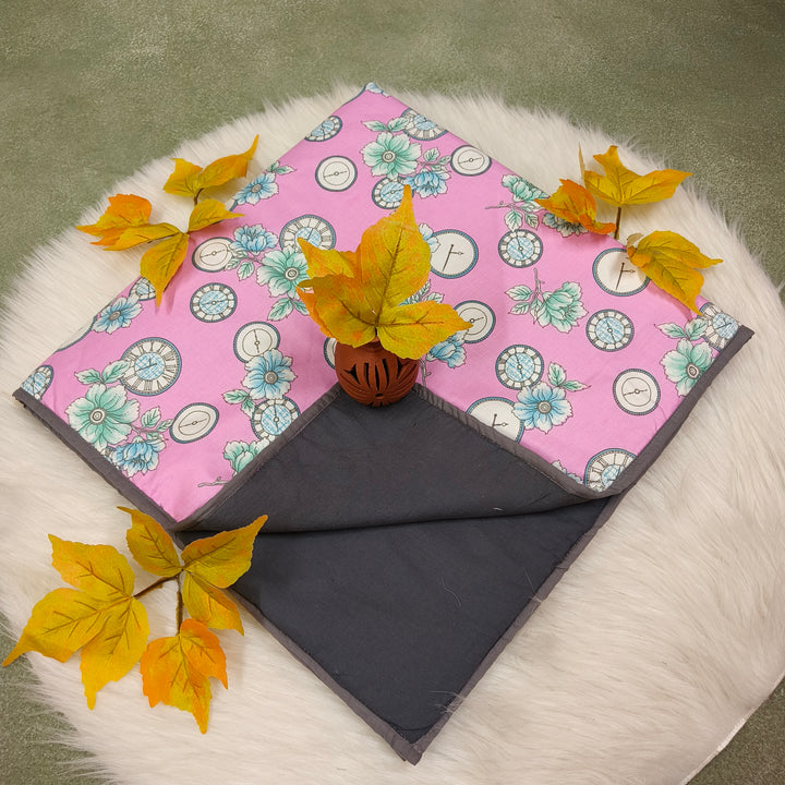 Baby Comforters pink with grey watch print