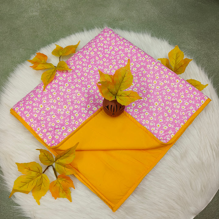 Baby Comforters  pink with yellow flower print