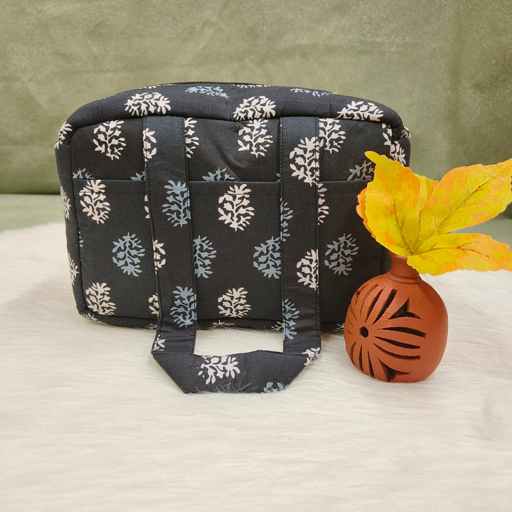 Water Proof Mini Lunch Bag Navy Blue with flower print