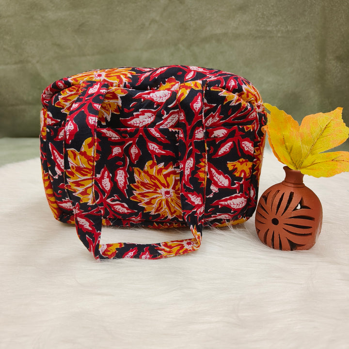 Water Proof Mini Lunch Bag Black with mixed flower print