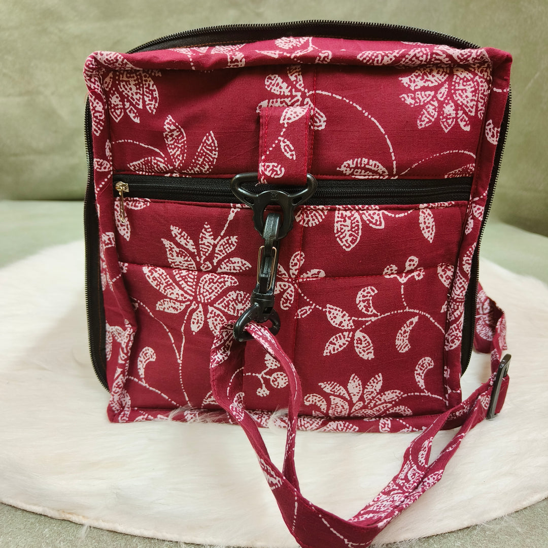 Expandable Travel Bag red with white flower print