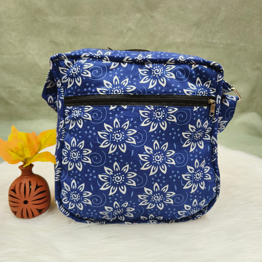 Xtra Sling bag Blue With Flower Print