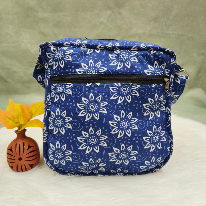 Xtra Sling bag Blue With Flower Print