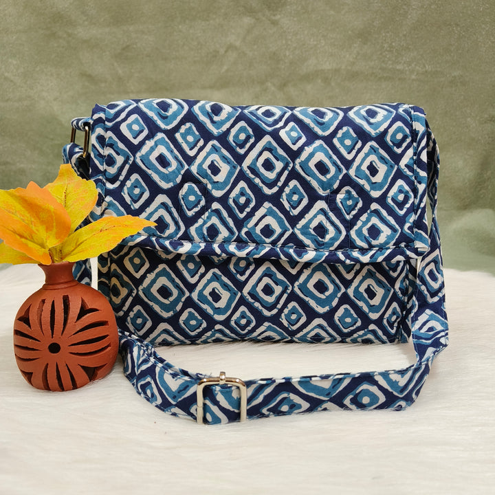 Multizipper Sling 4 Zips blue with diamond print
