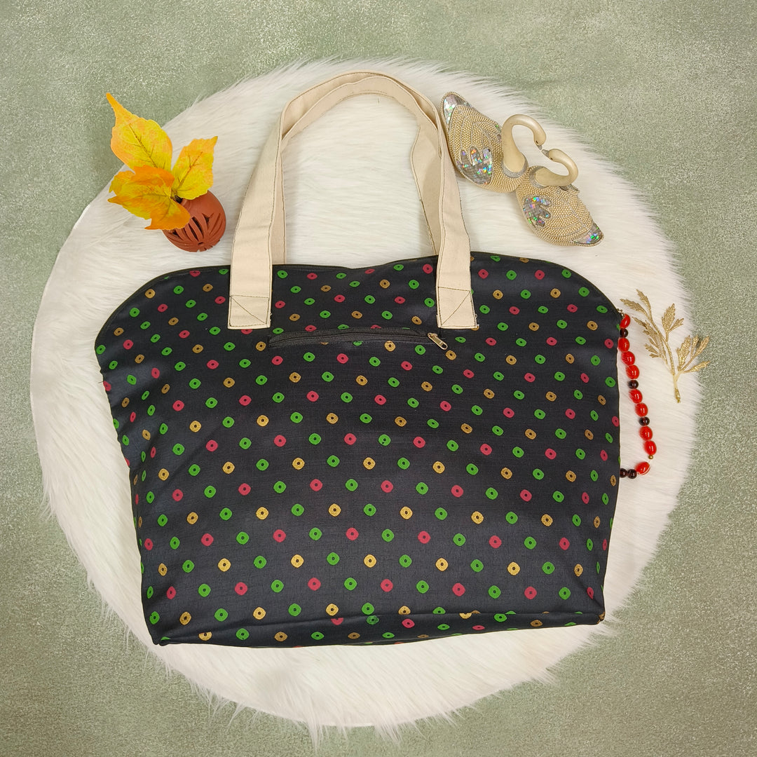 Shopper Tote Bag Black with color dot print