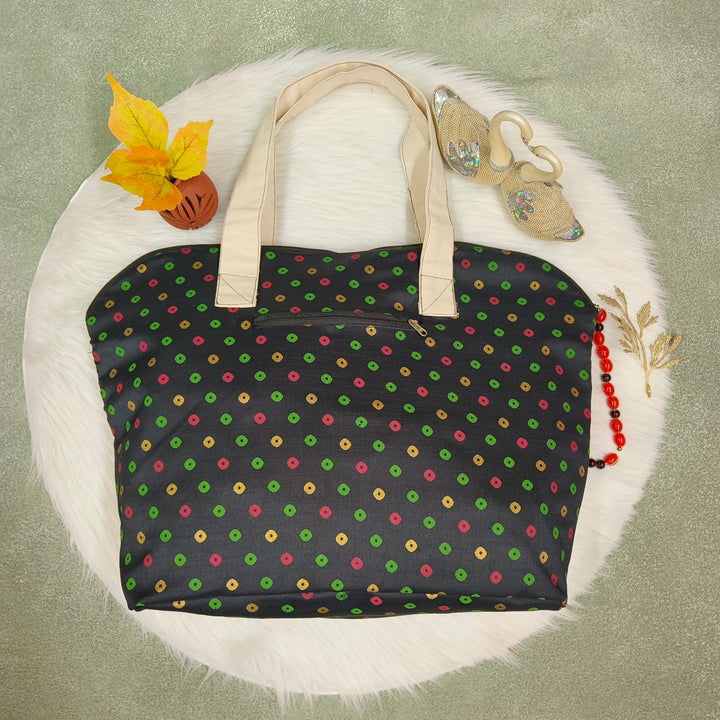 Shopper Tote Bag Black with color dot print