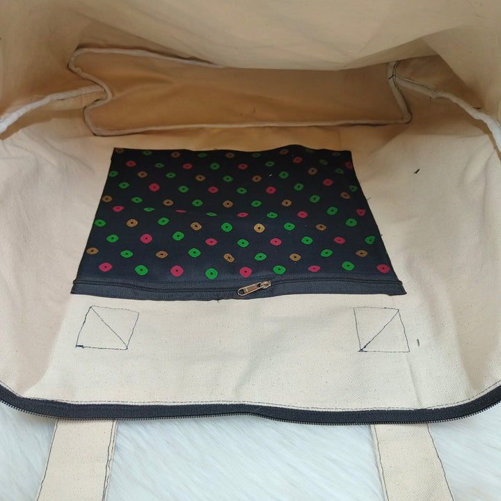 Shopper Tote Bag Black with color dot print