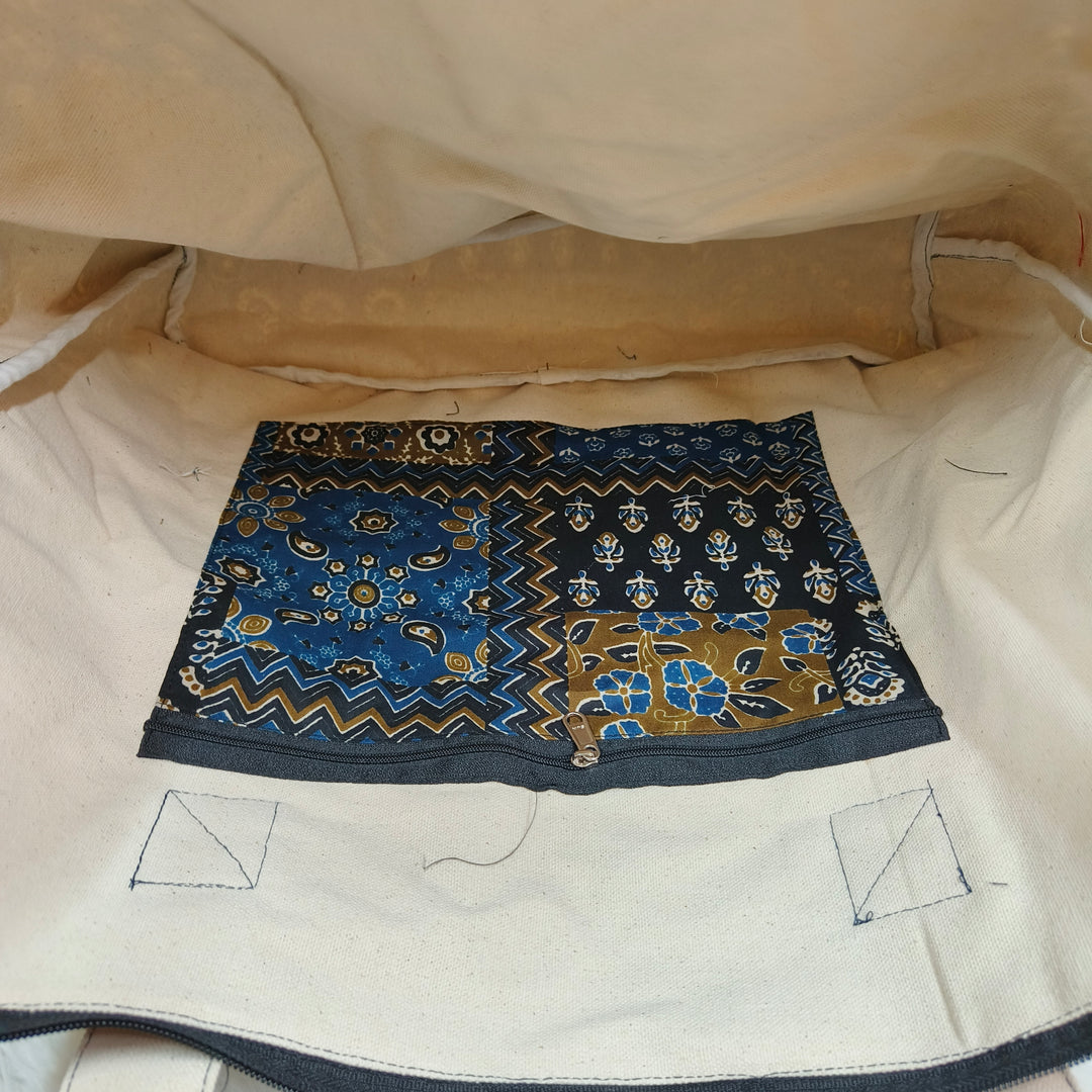 Shopper Tote Bag Blue with multi print