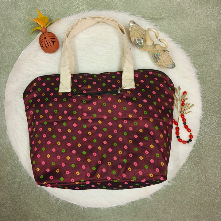Shopper Tote Bag brown with dot print