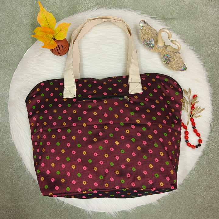 Shopper Tote Bag brown with dot print
