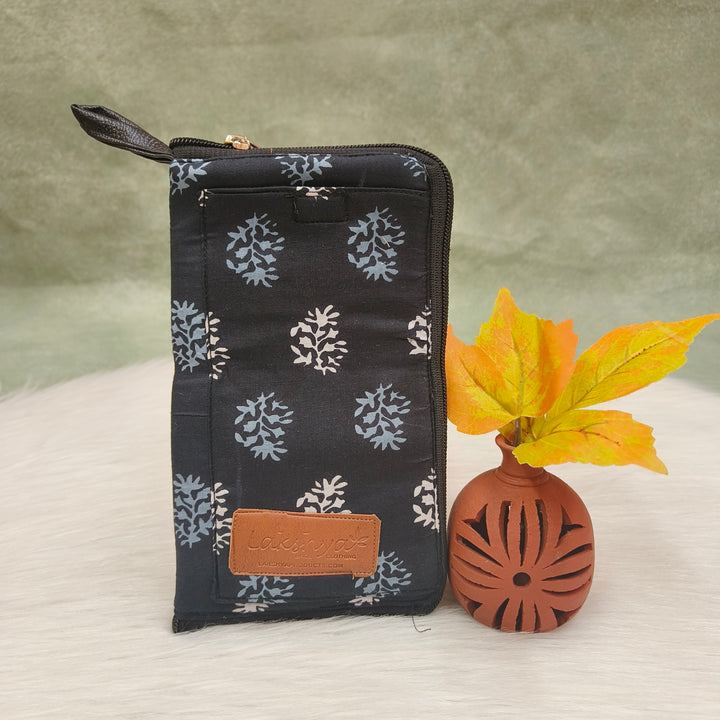 Utility Wallets black with white flower print