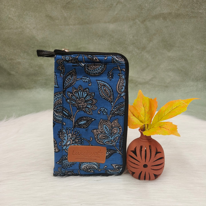 Utility Wallets blue with flower print