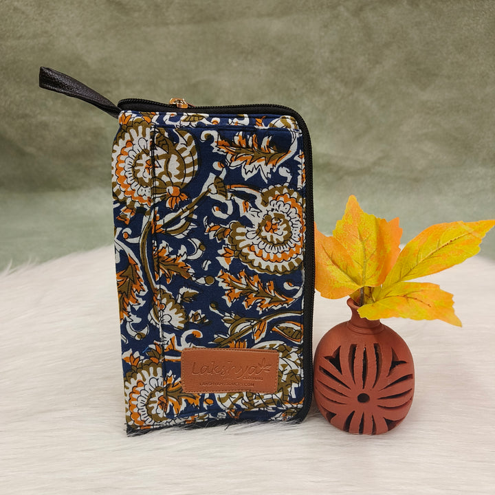 Utility Wallets blue with floral print