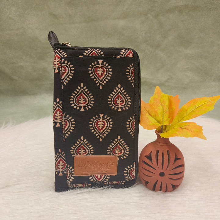 Utility Wallets black with ajrakh print