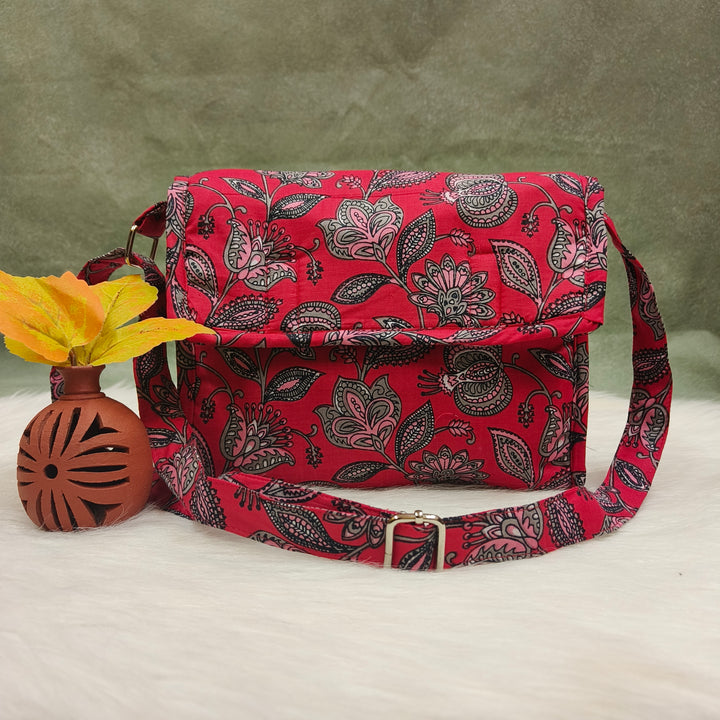 Multizipper Sling 4 Zips red with flower print