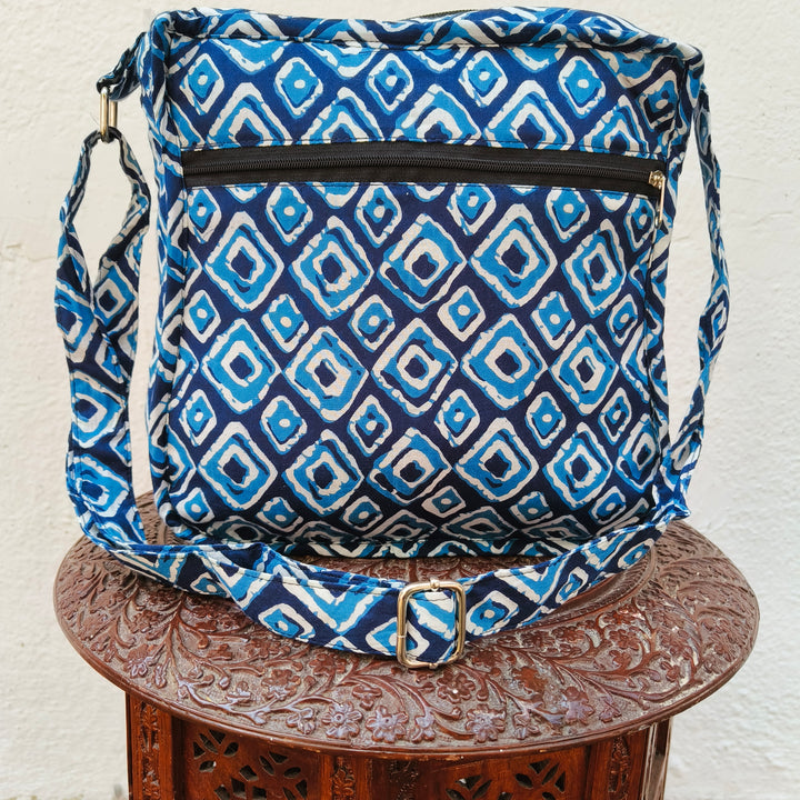 Xtra Sling bag Blue With Diamond print