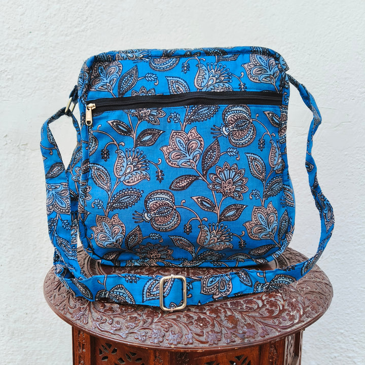 Xtra Sling bag blue with flower print