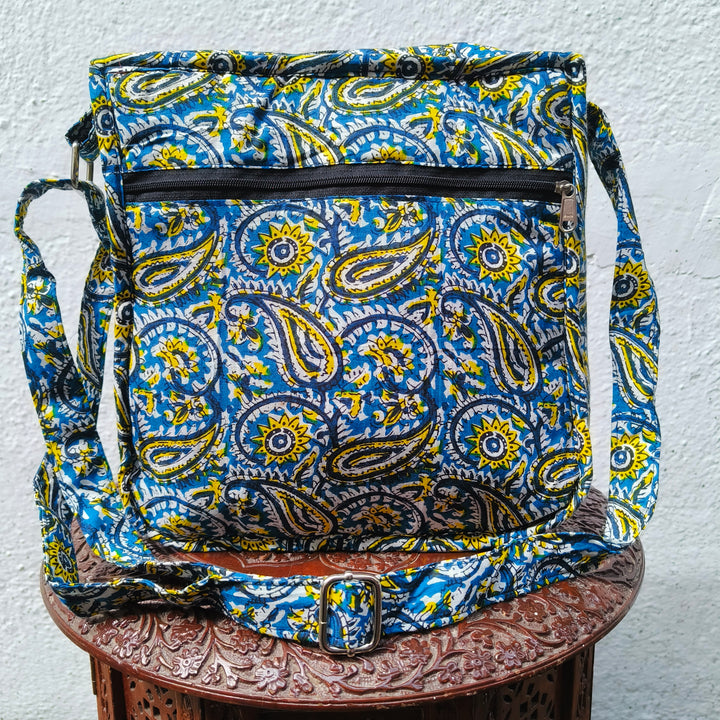 Xtra Sling bag blue with mango print