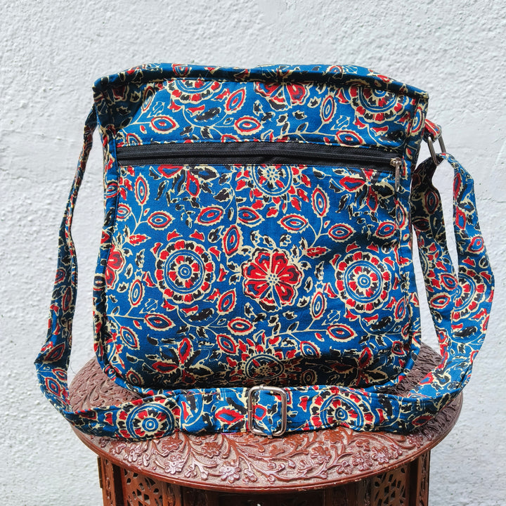 Xtra Sling bag blue with red flower print