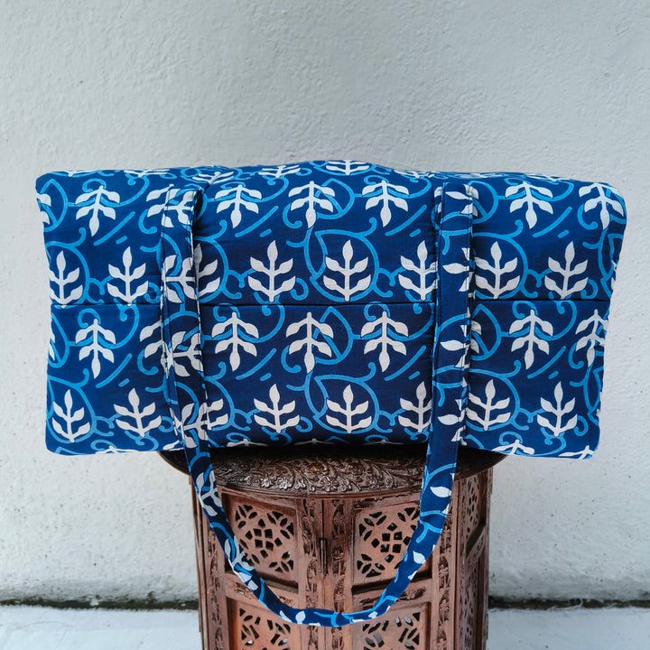 Rectangle Travel Bag Blue jaipur print