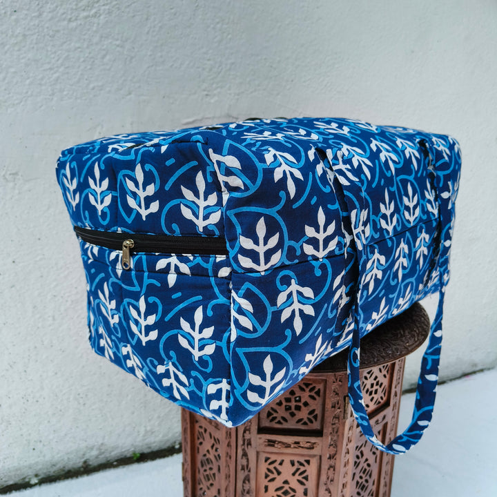 Rectangle Travel Bag Blue jaipur print