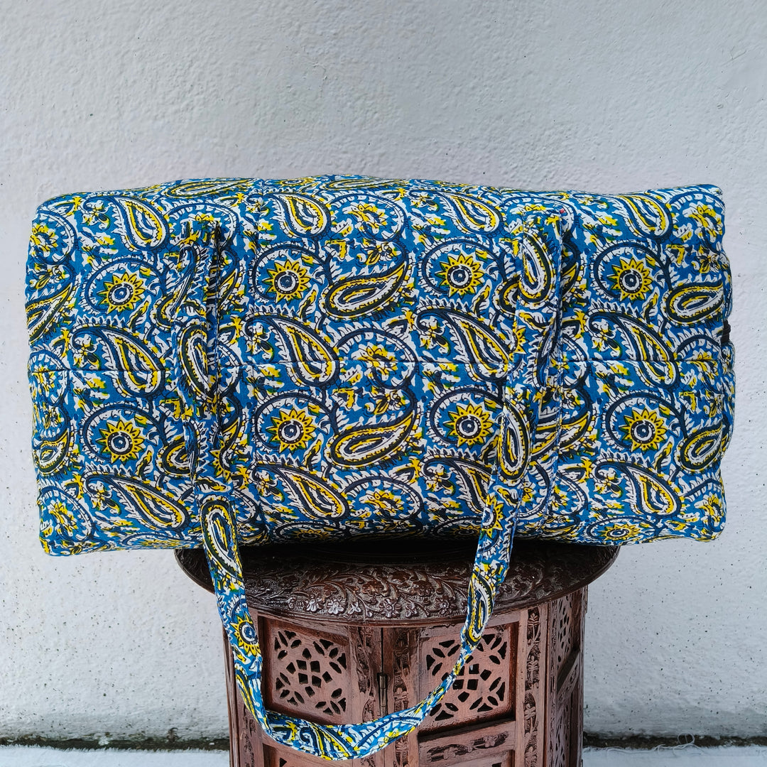 Rectangle Travel Bag blue with mango print