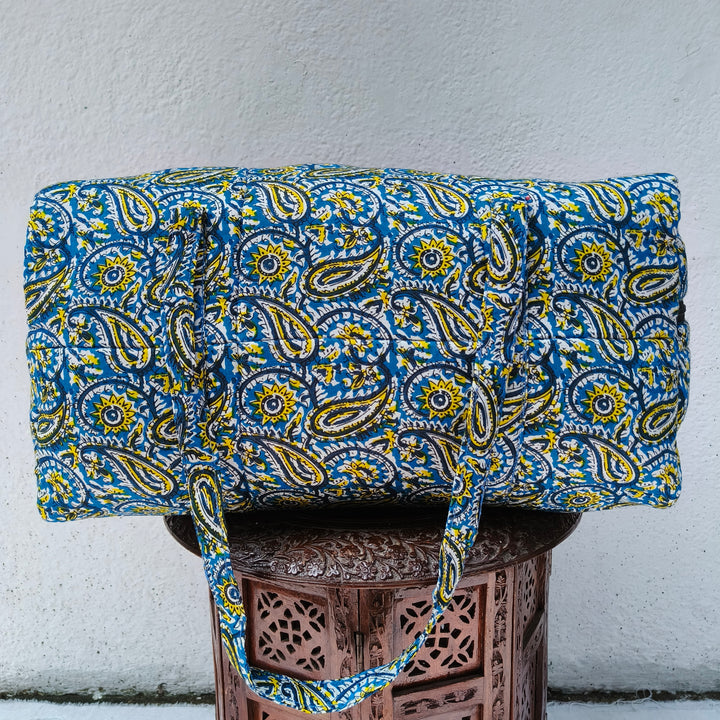 Rectangle Travel Bag blue with mango print