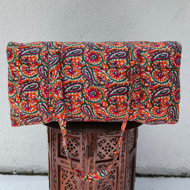 Rectangle Travel Bag red with mango print