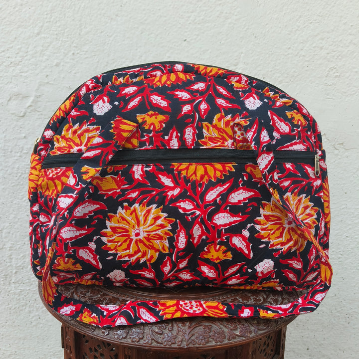 Everyday Tote black with red flower print